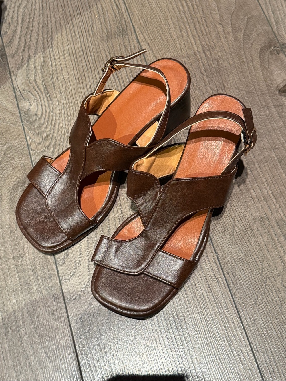 Women's Dark Brown Leather Slingback Sandals with Low Block Heel